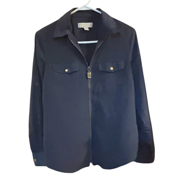 MICHAEL Michael Kors Blue Utility Jacket with Collared Design Sz m - Picture 1 of 5